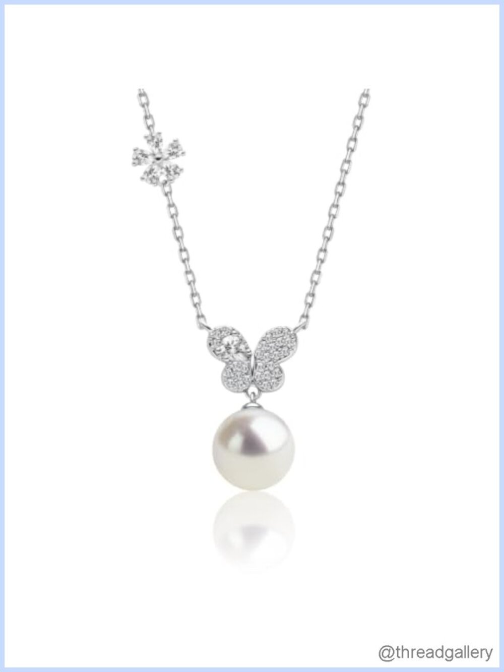 Freshwater Pearl Pendant Necklace 10-11mm CZ 14K White Gold Plated 18in